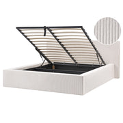 Letto imbottito in velluto a coste 160 x 200 cm con contenitore beige chiaro design moderno
