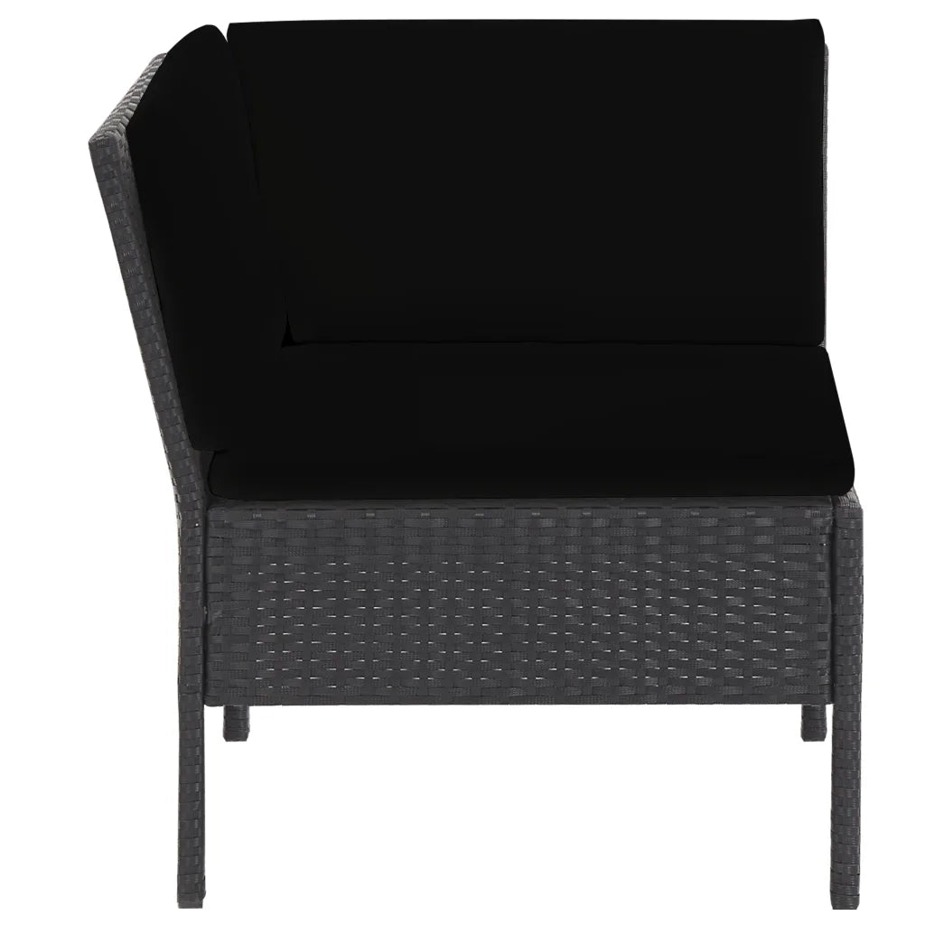 Set Divani da Giardino 6 pz con Cuscini in Polyrattan Nero cod mxl 31561