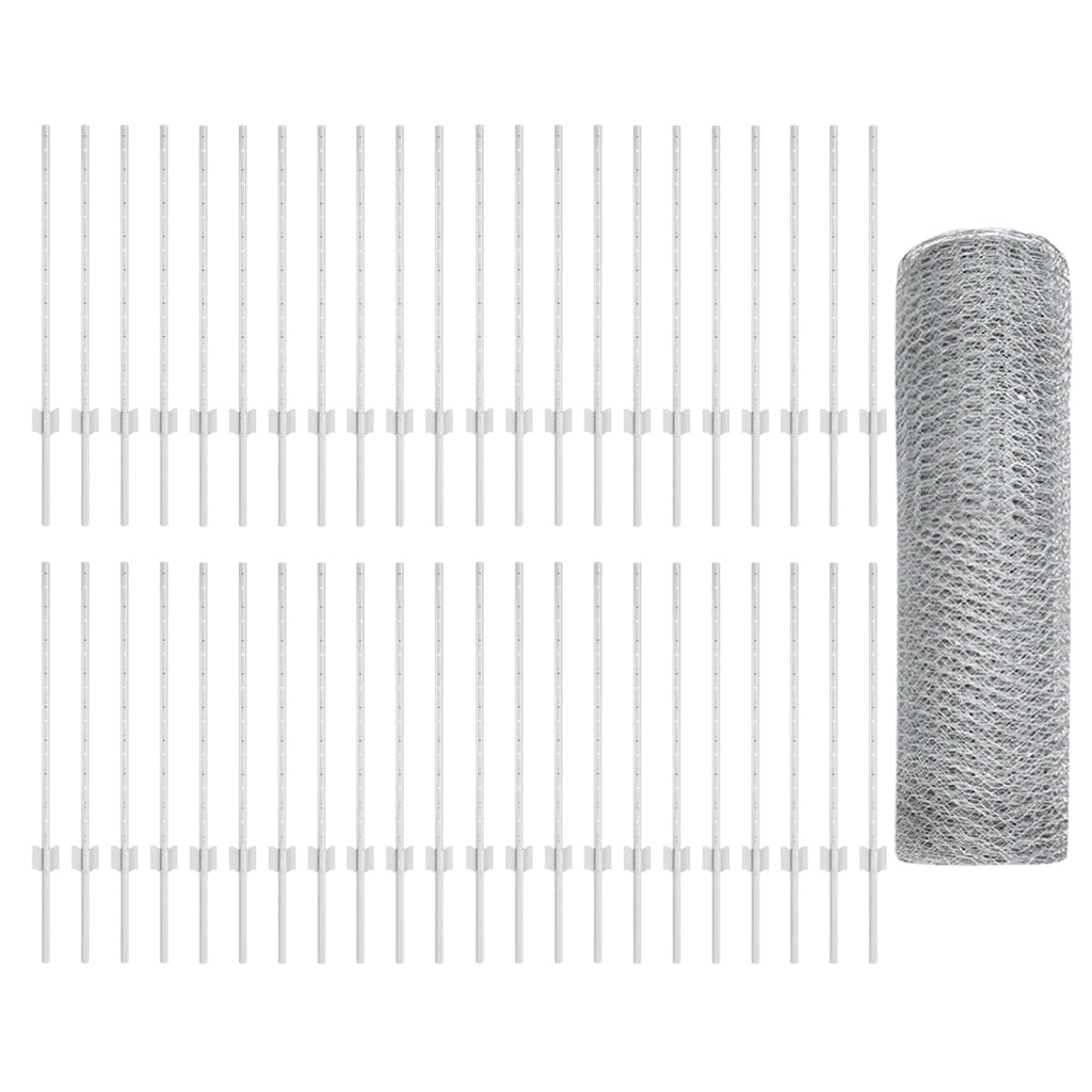 Poste per Recinzione  11 pezzi U-Channel 80 cm Acciaio Galvanizzato