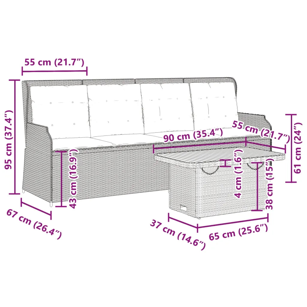 vidaXL Set Divani da Giardino 3 pz con Cuscini Nero in Polyrattan