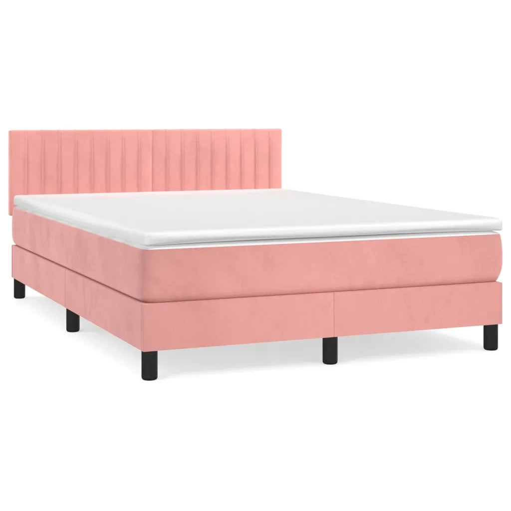 Giroletto a Molle con Materasso Rosa 140x190 cm in Velluto 3141424