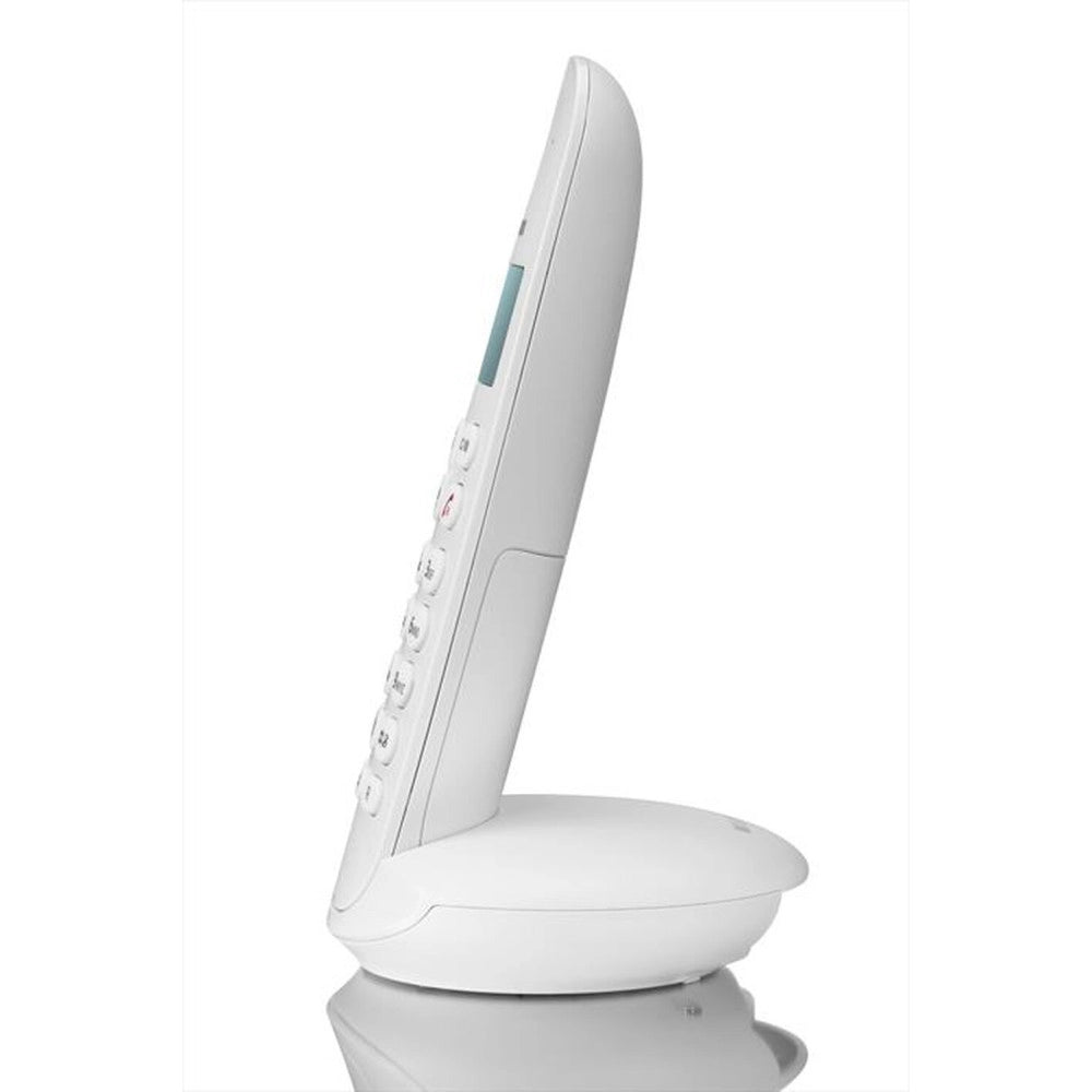 Trade Shop - Telefono Cordless Brondi Lotus Bianco Nero Retroilluminato Con Sveglia Vivavoce -