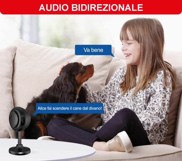Telecamera Smart WiFi Mini FHD 1080P Nera – Rilevamento Umano Intelligente