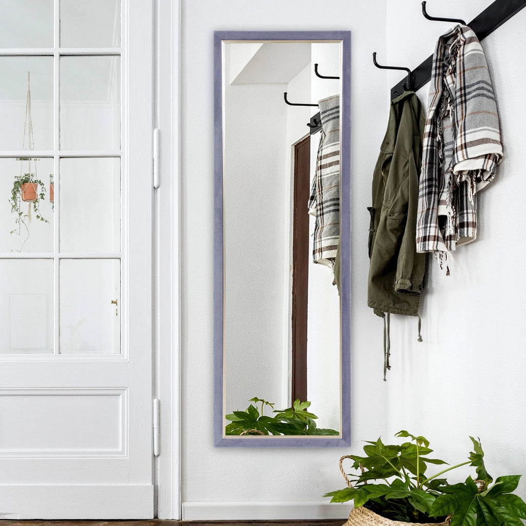 Specchio a Pieno Corpo con Cornice in Velluto ¨C zephmum ¨C Grigio 150x50 cm