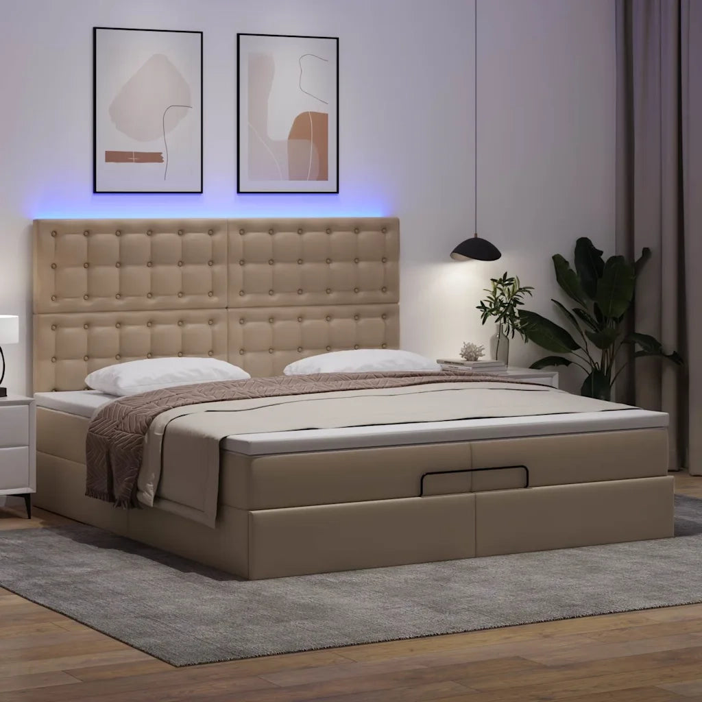 Struttura Letto Pouf con Materassi 200x200 cm Similpelle 3313874