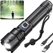 Zaklamp LED 20.000 lumen estremamente luminoso - con zoom tattico 5 modalità di illuminazione IPX6 impermeabile per campeggio escursioni - con batteria ricaricabile