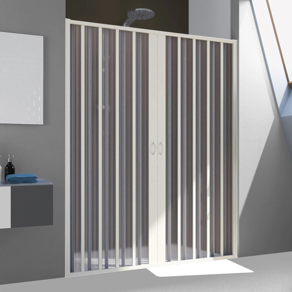 Porta Doccia in PVC 130CM H185 a soffietto con Apertura Centrale colore Bianco mod. Flex
