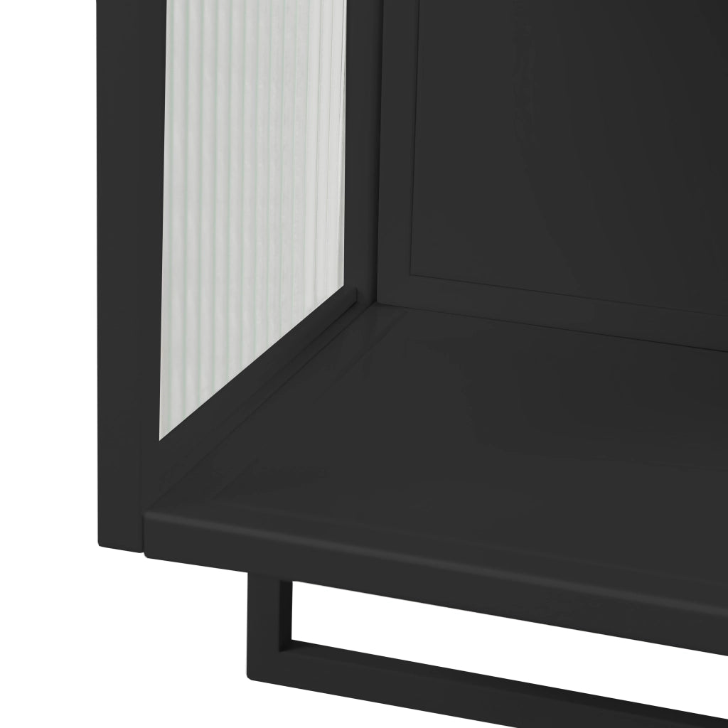 Pensile con 2 Ante; 1 Ripiano Aperto e Portasciugamani per Bagno in Metallo 60 × 23 × 78 cm Nero