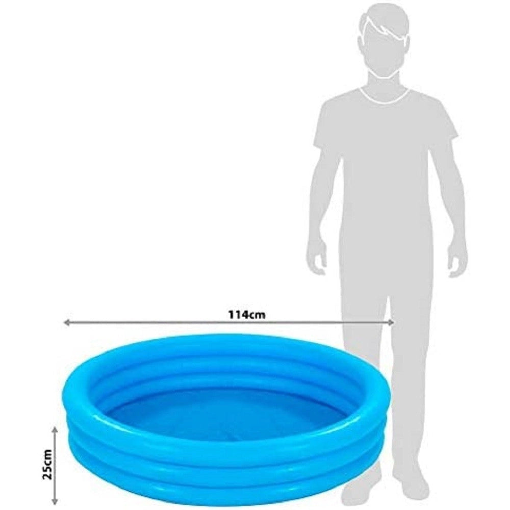 Trade Shop - Piscina Per Bambini Gonfiabile A Tre Anelli Crystal Blu 114x25 Cm Giardino 59416 -