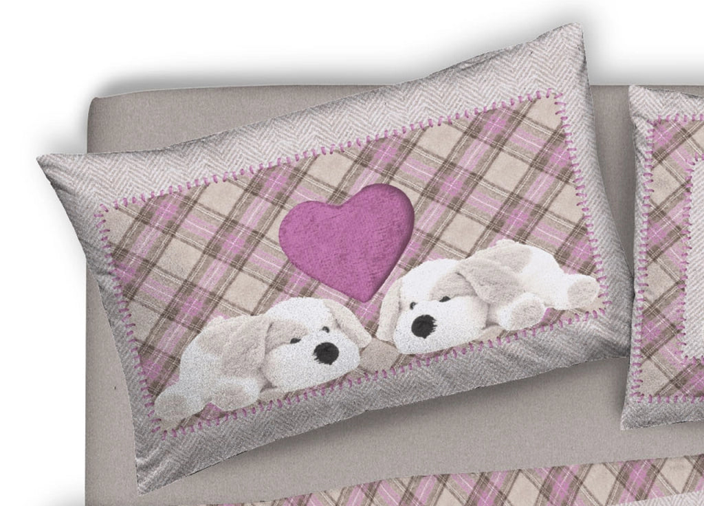 Copripiumino Sacco Piumone Pensieri Delicati Cotone Disegno Peluches - Singolo - Rosa