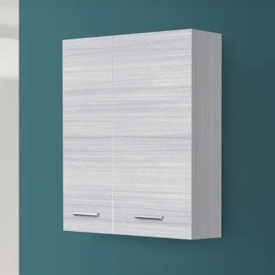 Pensile bagno sospeso 60 cm grigio  con ante e ripiano interno Desya