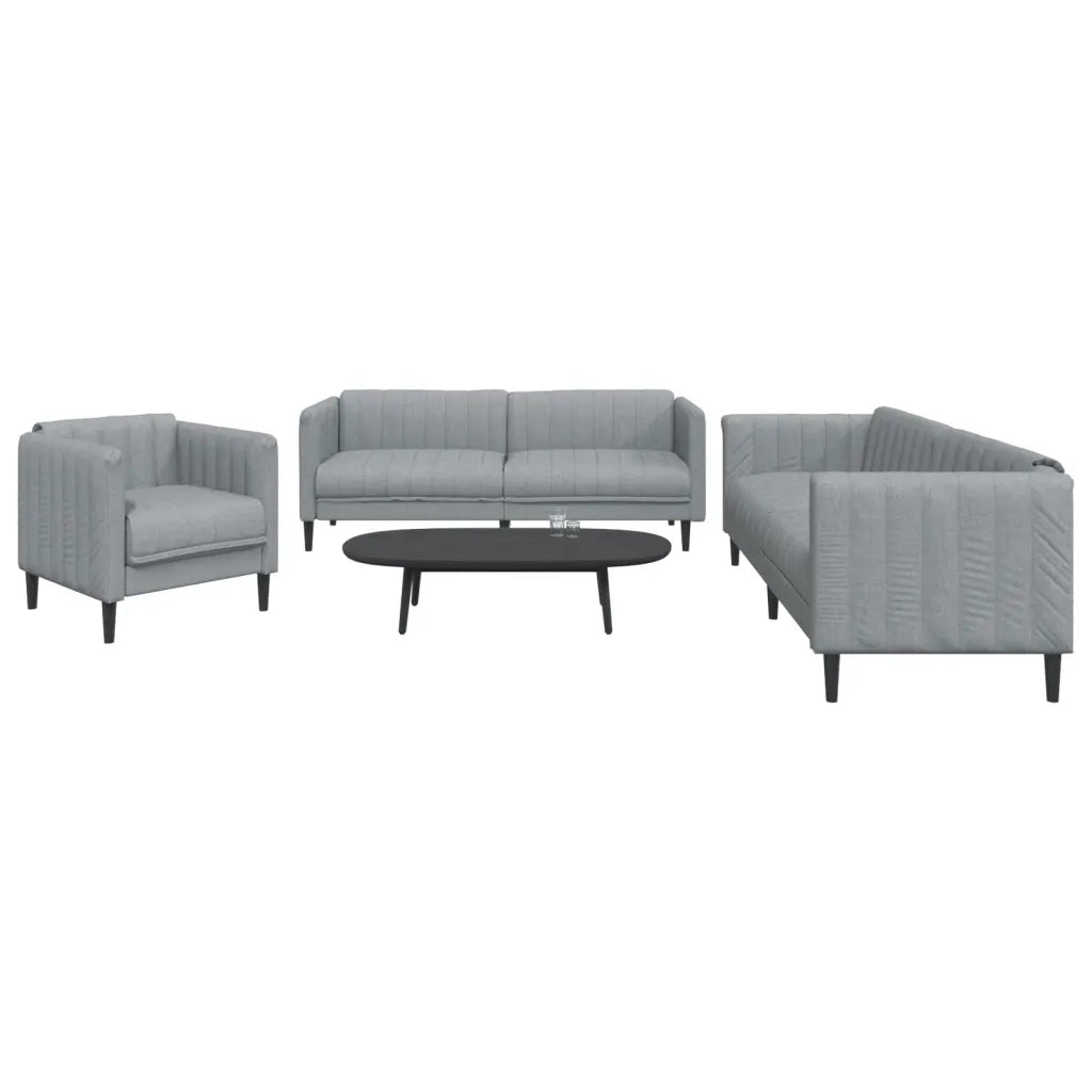 Set di Divani 3 pz Grigio Chiaro in Tessuto 3209229