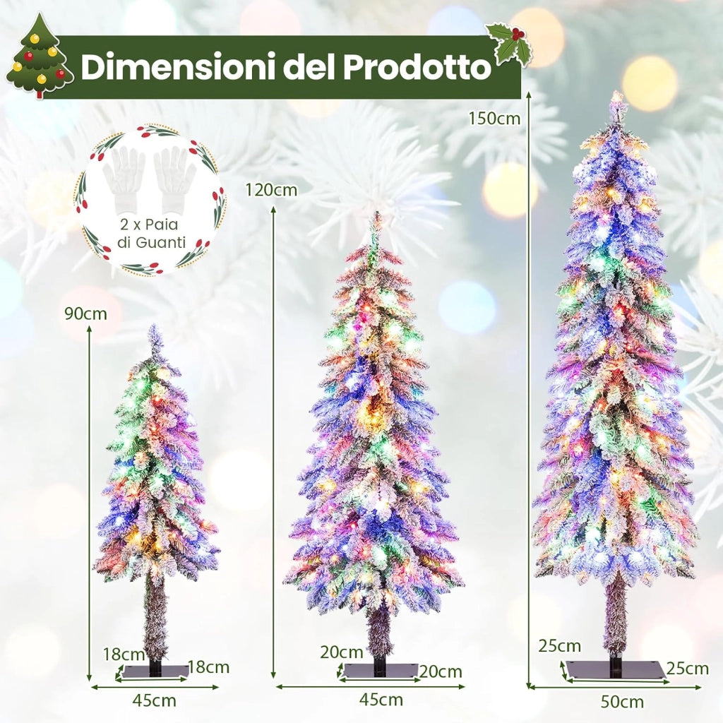 Set di 3 Alberi di Natale Artificiali, Alberi di Natale con Luci LED e Rami Densi e Realistici, Decorazione Natalizia per Casa, Ufficio e Negozio (Stile 3)