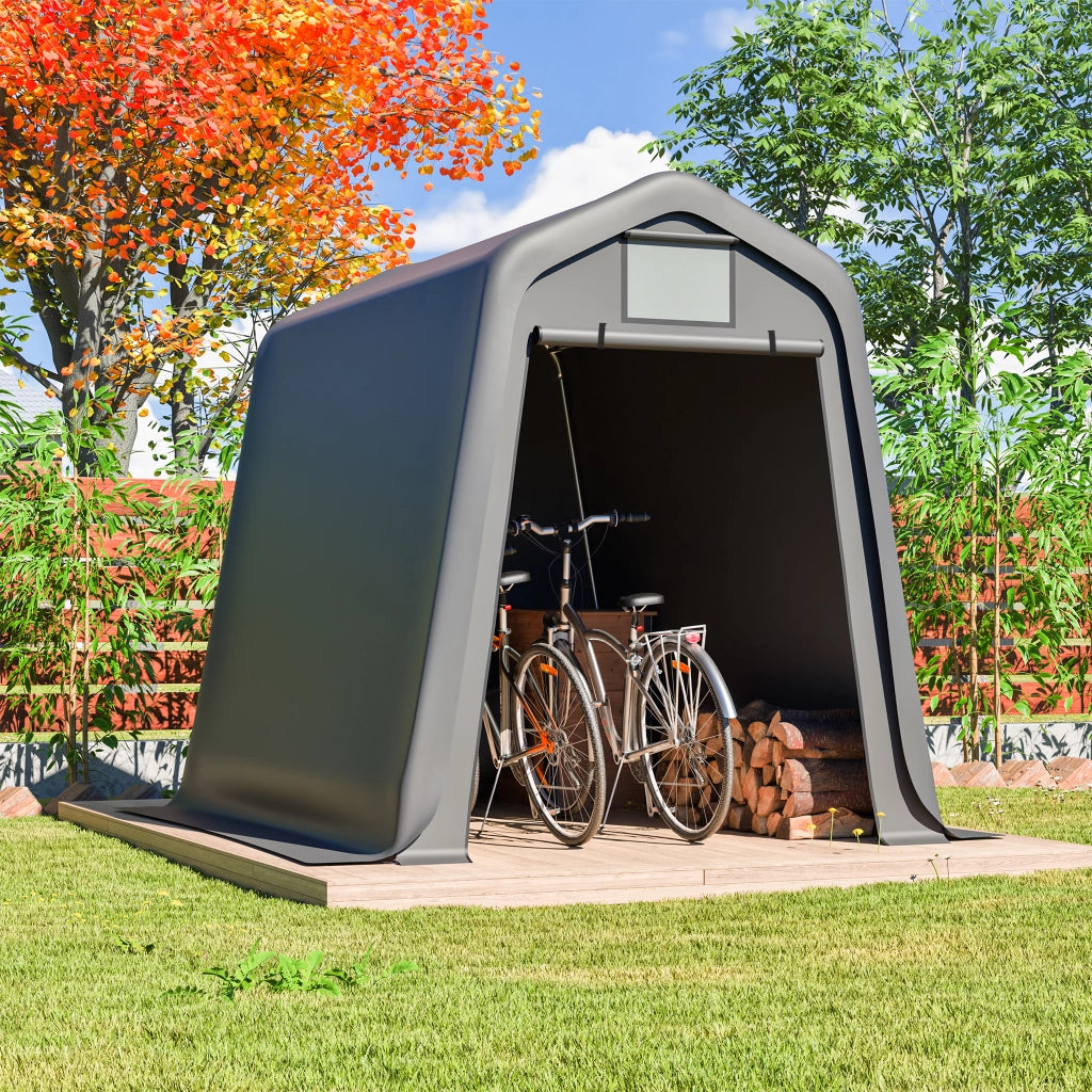 Capanno da Giardino con Teli Avvolgibili e Aerazione; Protezione da Pioggia e UV in PE Grigio 183 x 245 x 217 cm