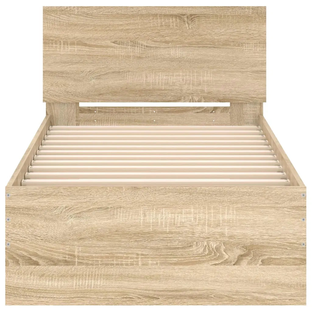 Letto singolo | Letto per adulti | Giroletto senza Materasso con Testiera Rovere Sonoma 90x200 cm