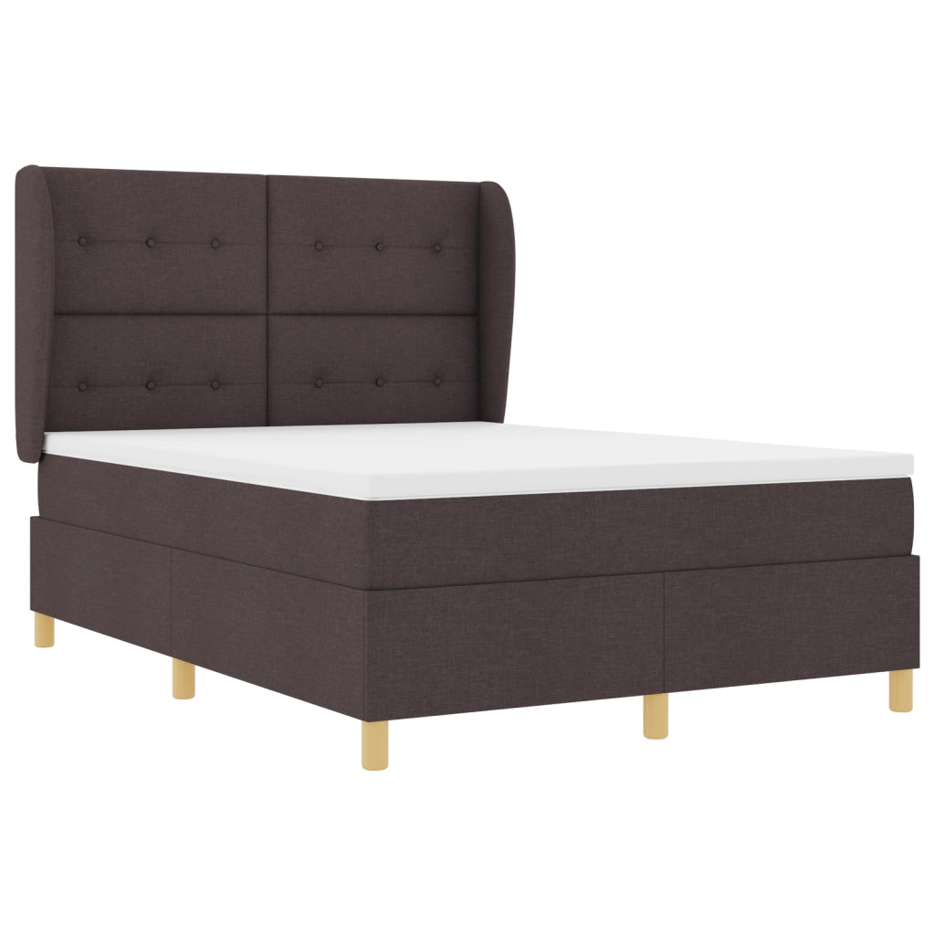 Letto a Box con Materasso Marrone Scuro 140x200 cm Tessuto