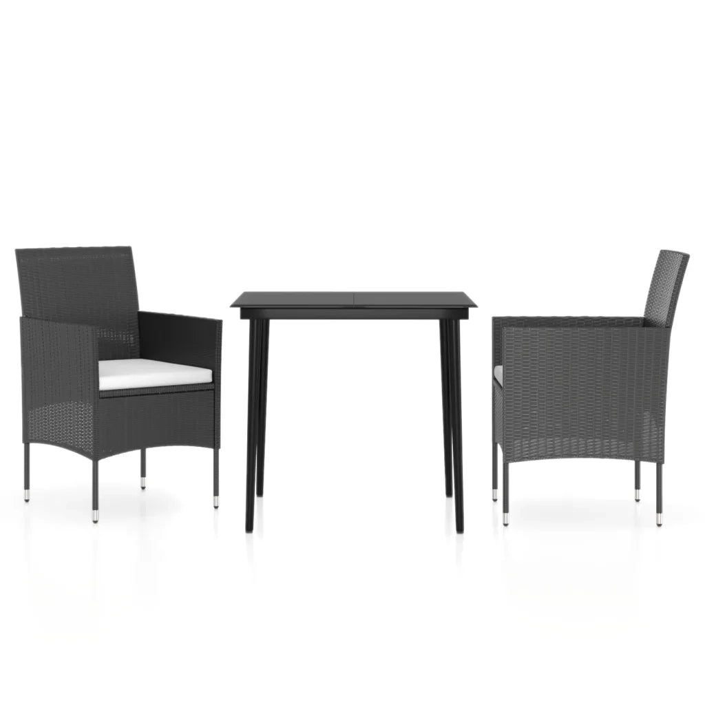 Set da Pranzo da Giardino 3 pz | Set Salotto da Giardino con Cuscini Nero