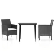 Set da Pranzo da Giardino 3 pz | Set Salotto da Giardino con Cuscini Nero