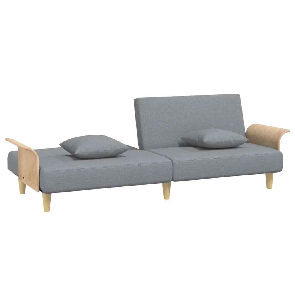 Divano letto con braccioli 224 x 89 x 70 cm tessuto grigio chiaro 02_0021007