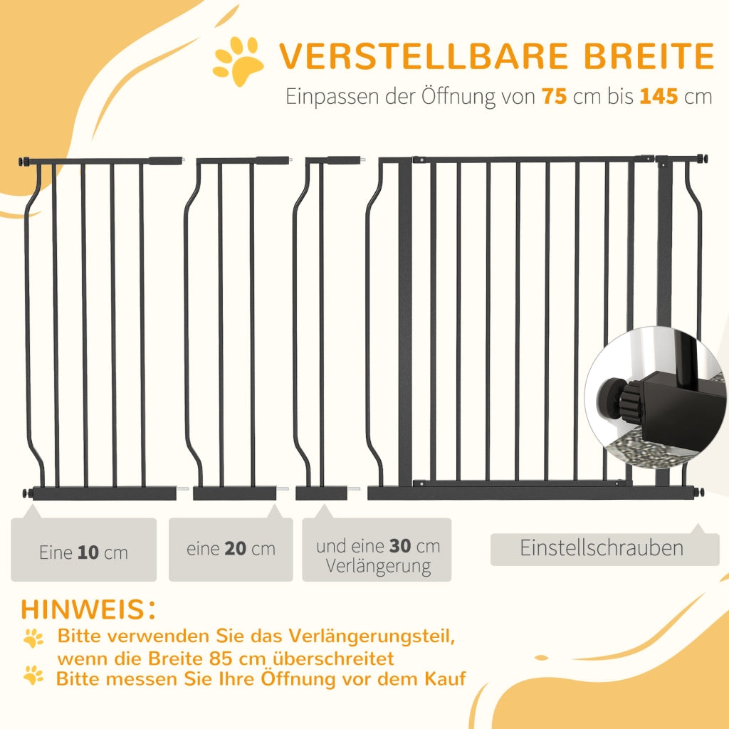 CANCELLETTO di sicurezza per cani regolabile 75-145 cm acciaio nero