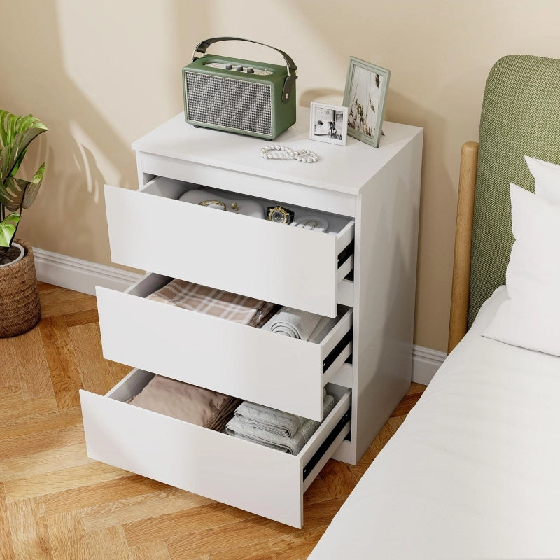 Cassettiera con 3 cassetti in truciolare FSC, con kit anti-ribaltamento, per camera da letto e ingresso, bianca
