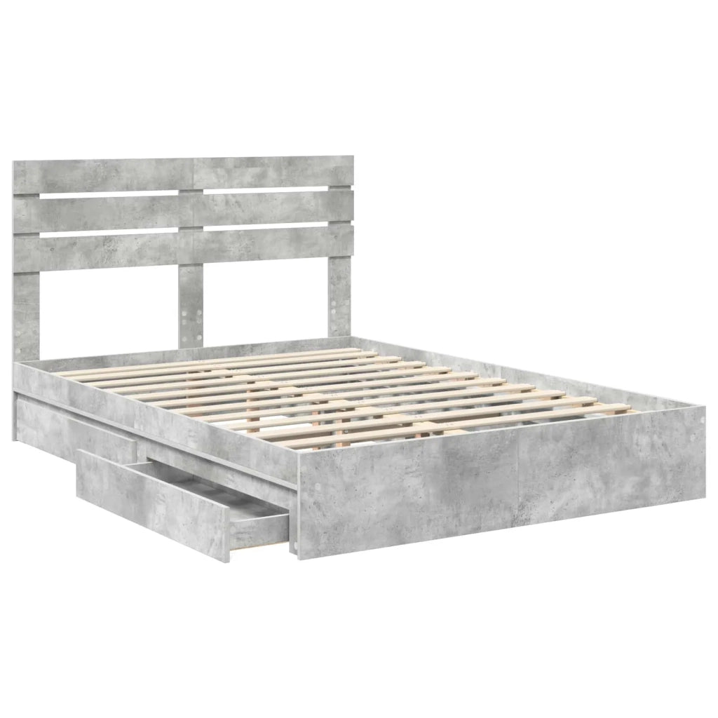 Letto con Contenitore con testiera Grigio cemento 150 x 200 cm