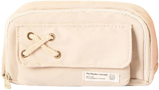 Etui estetico per ufficio, scuola, università, casa, 21 x 11,5 cm, 3 compartimenti con chiusura a righello, duraturo e moda per ragazzi e ragazze, adulti (bianco)
