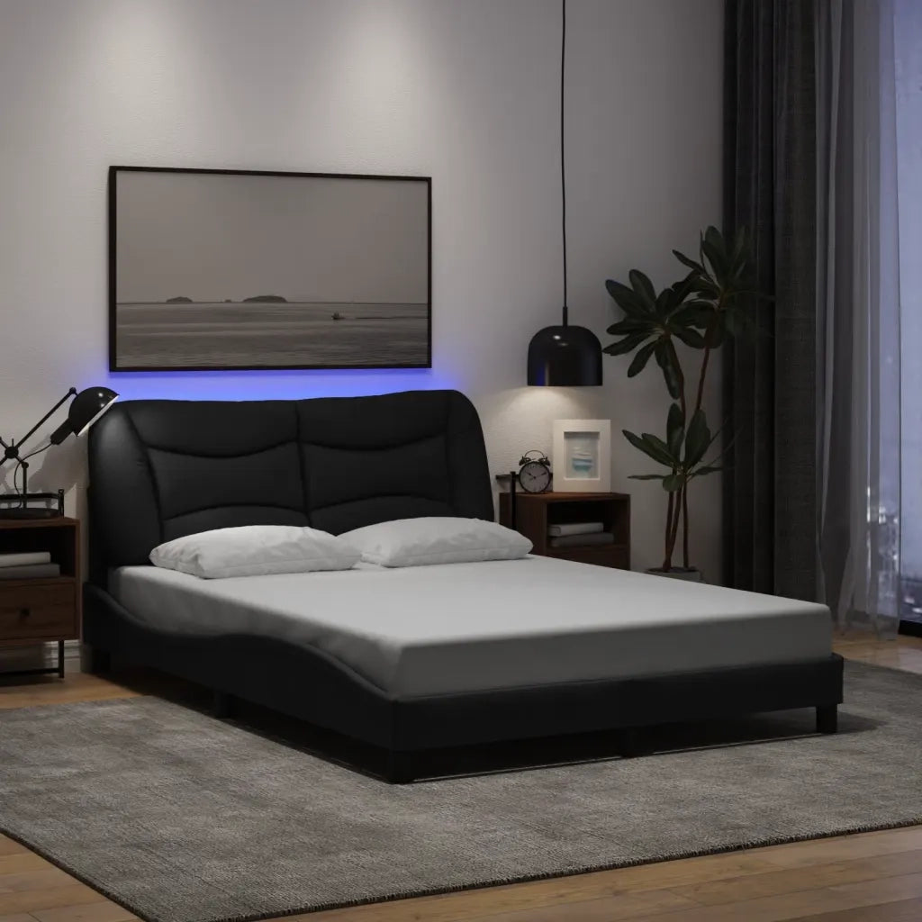 Giroletto con LED senza Materasso Hvar Nero 140x200 cm in Tessuto