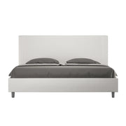 BS COM Letto matrimoniale king size contenitore imbottito 190x190 similpelle bianco