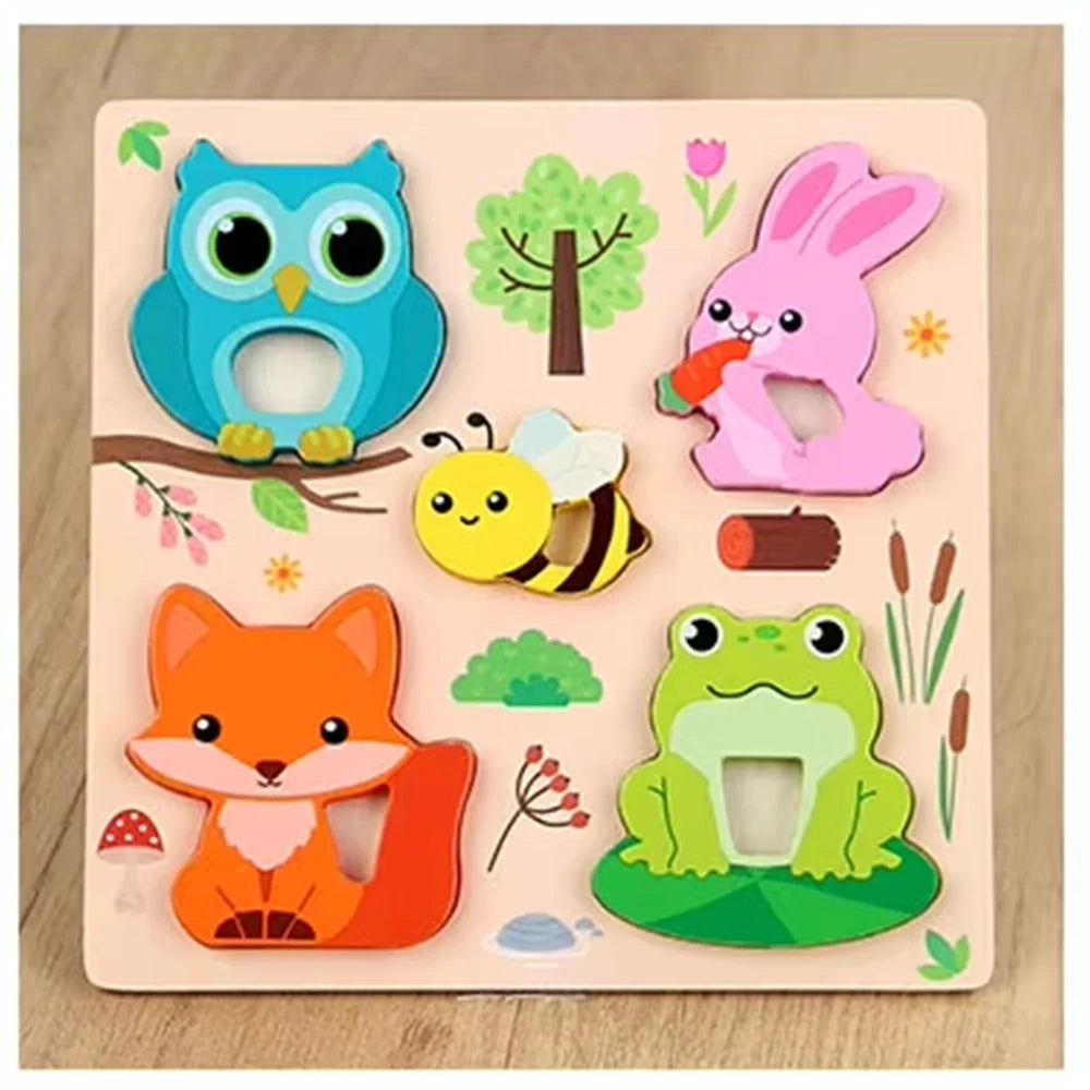 Trade Shop - Puzzle A Incastro Tema Animali Gioco In Legno Per Bambini Educativo 6 Modelli 32345 -