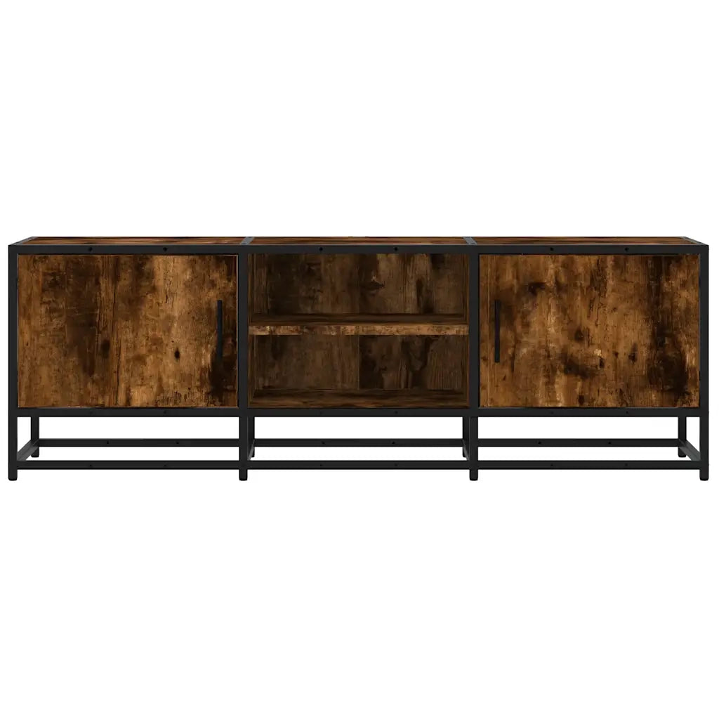 Mobile TV Rovere Fumo 120x35x41 cm Legno Multistrato e Metallo 848841