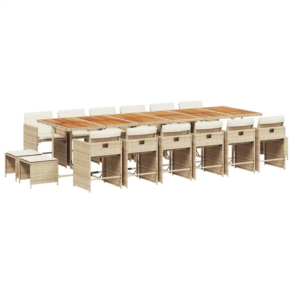Set da Pranzo da Giardino 17 pz con Cuscini Beige in Polyrattan 3211192