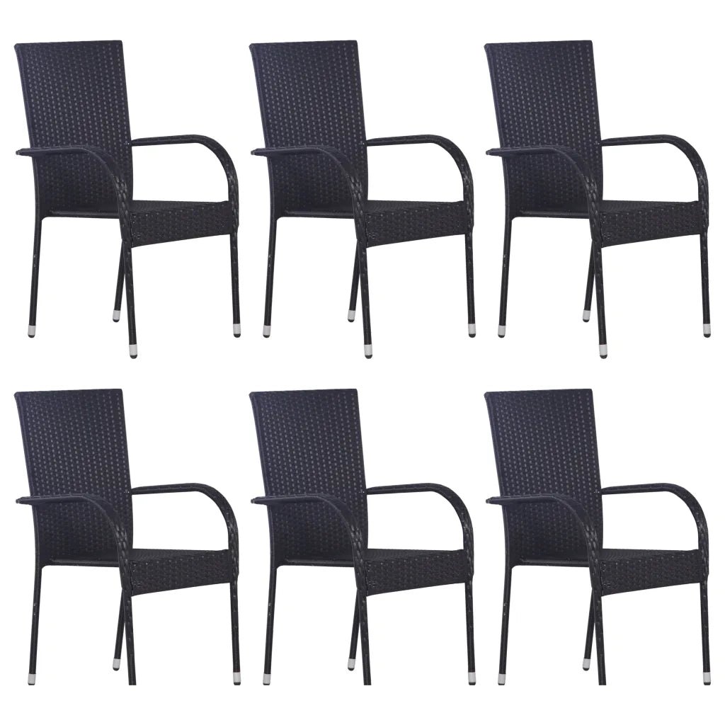 Set Mobili da Pranzo per Giardino 7 pz Nero cod mxl 44808