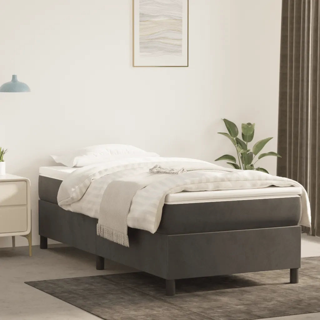 Struttura Letto a Rete a Molle Grigio Scuro 90x200 cm Velluto 3121097