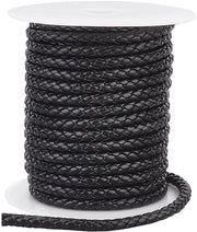 Cordone in pelle sintetica 10,9 metri - Banda in pelle sintetica intrecciata - Stringa rotonda in pelle sintetica 5mm - Corda in pelle sintetica imitativa - Per catenelle/bracciali - Per artigianato - Cordone decorativo
