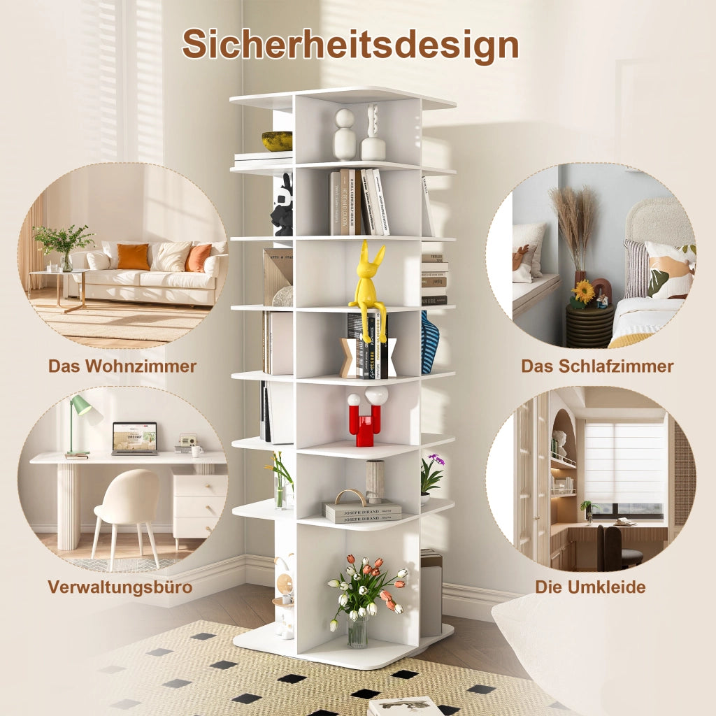 SCARPIERA girevole a 7 ripiani 60x60x184 cm PVC bianco