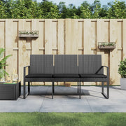 Panca da Giardino a 3 Posti con Cuscini Rattan PP Grigio Scuro 360214