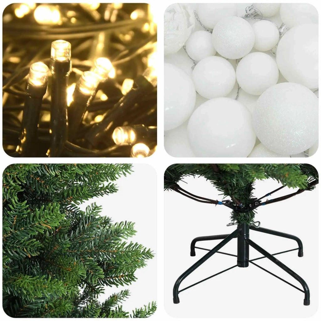 Albero di Natale Artificiale con Palline 120 cm 150 LED 3466065
