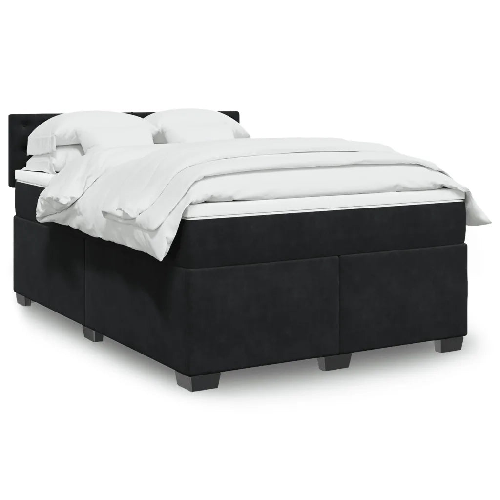 Giroletto a Molle con Materasso Nero 140x200 cm in Velluto