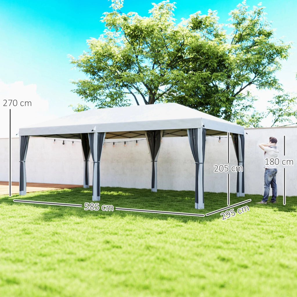 Gazebo da Giardino 6x3 m Pieghevole con Zanzariera e Borsa di Trasporto, Crema