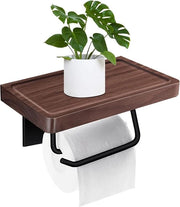 Toiletpapierholder in legno, senza foratura, alta qualità holder per carta igienica con adesivo per autoadesione per bagno, cucina e toilette (marrone scuro)