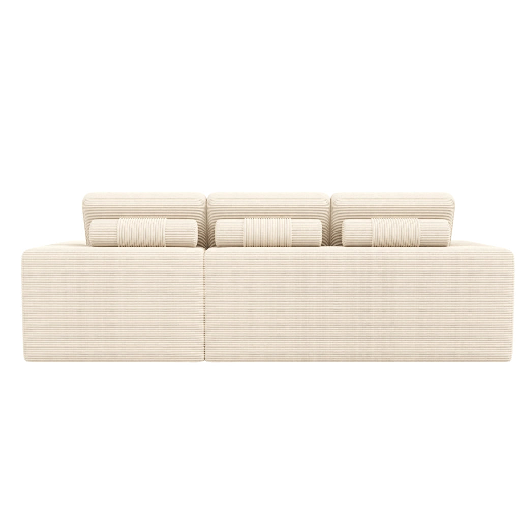 Divano angolare modulare 4 posti beige in velluto a coste senza telaio, versatile e confortevole