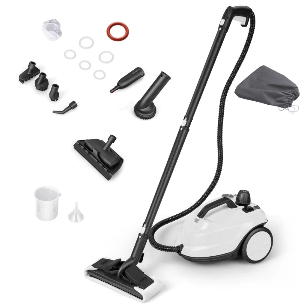 Macchina per pulizia a vapore ad alta pressione 2000W con 15 accessori-Pulitore a vapore finestre pavimenti Bianco