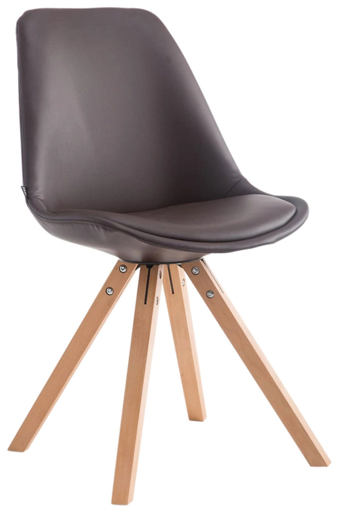 Sedia pranzo Laval in similpelle gambe quadrate natura,marrone