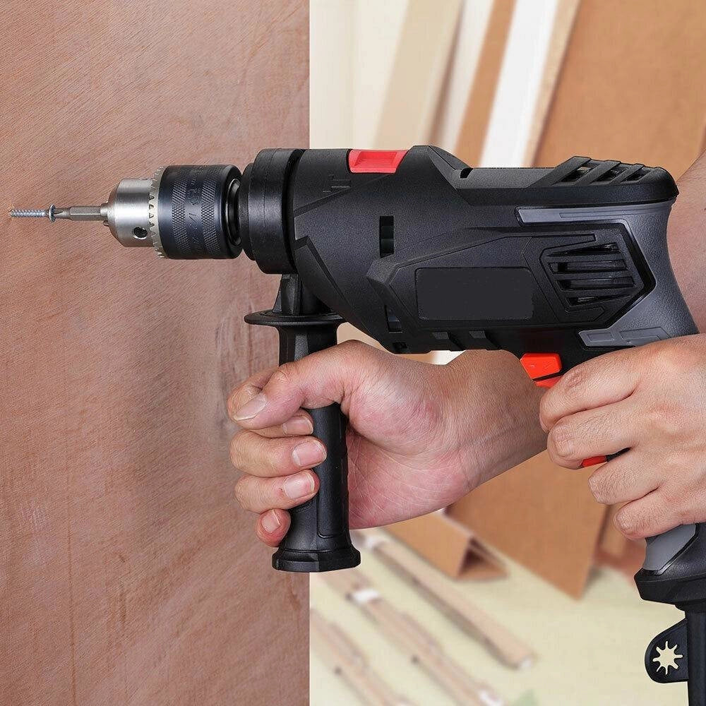 Trade Shop - Trapano Elettrico A Percussione 710w Velocita Regolabile 3000rpm Mandrino 13 Mm -