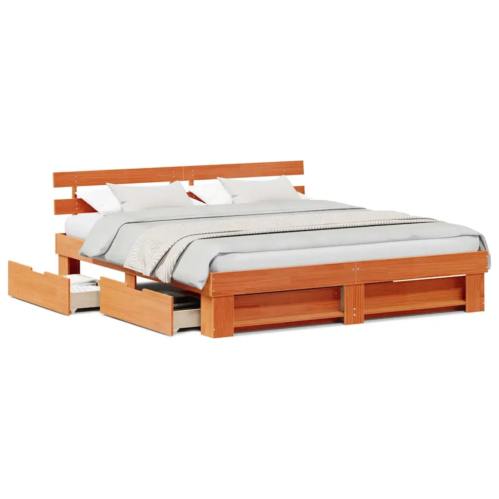 vidaXL Struttura del letto con testiera Cera marrone 200 x 200 cm