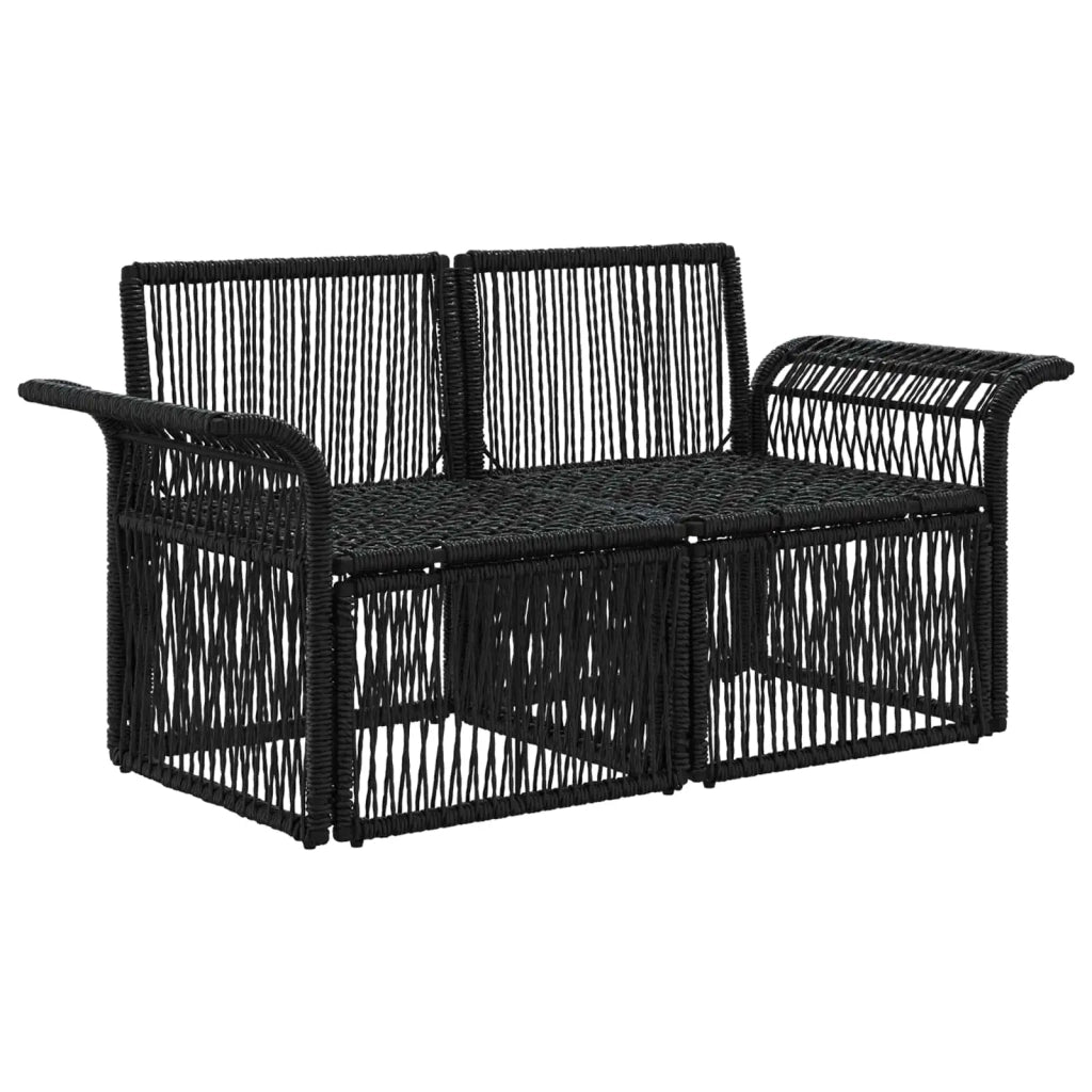 Divano da giardino 2-Numero di posti Nero polyrattan 42026692