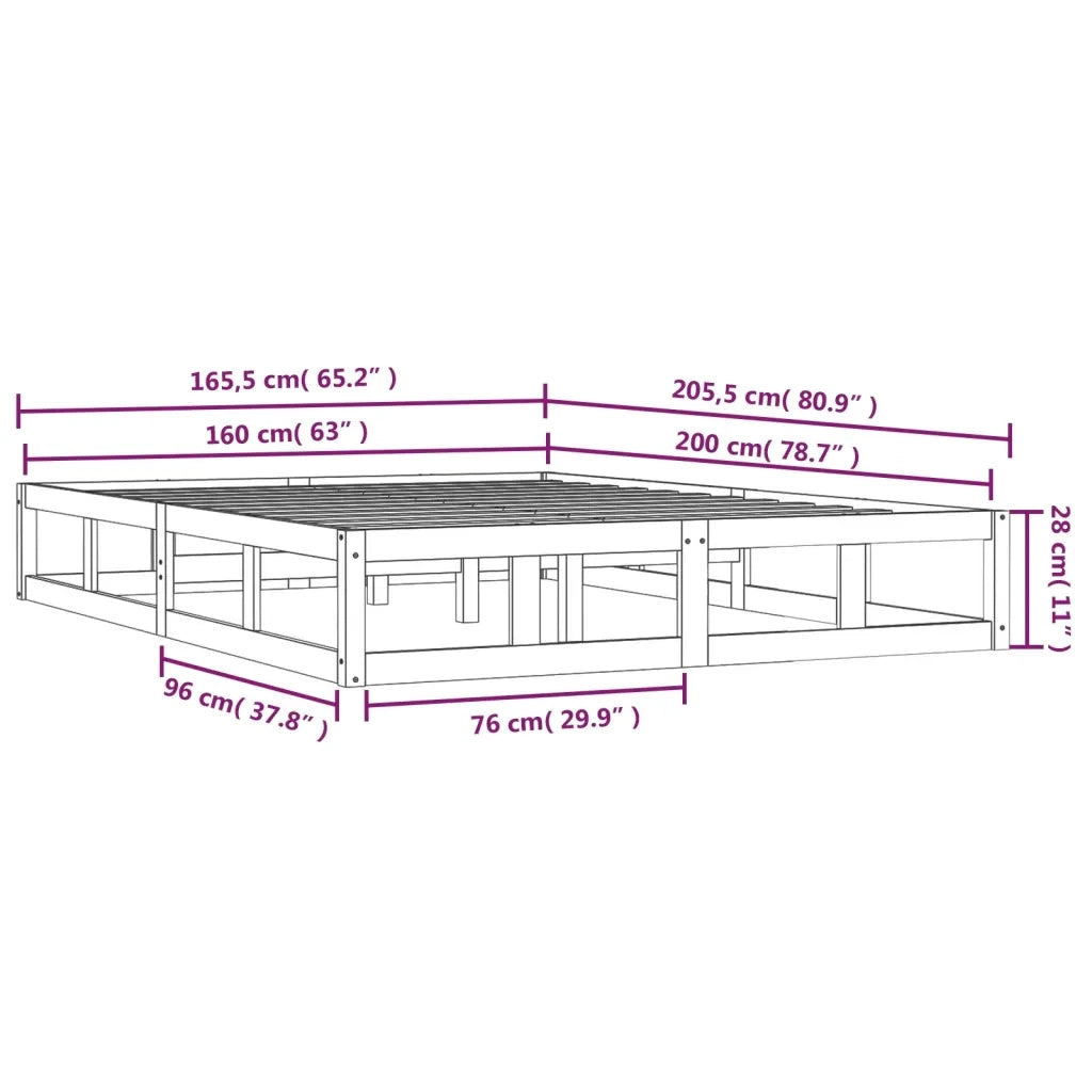 Giroletto Nero 160x200 cm in Legno Massello cod mxl 59419