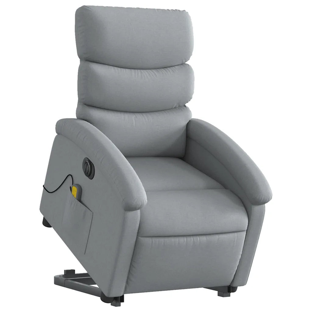 Poltrona Alzapersona Massaggi Elettrica Grigio Chiaro Tessuto 3204014