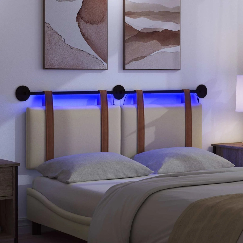 Testiera | Testata sospesa Con luce LED Crema PU Antico